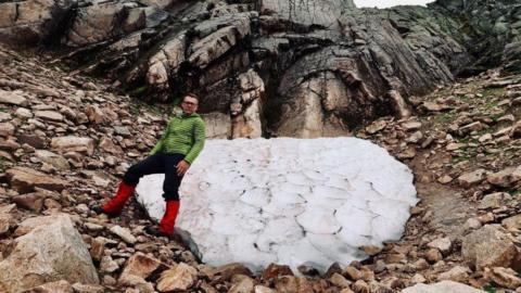 Iain Cameron at snow patch called The Sphinx