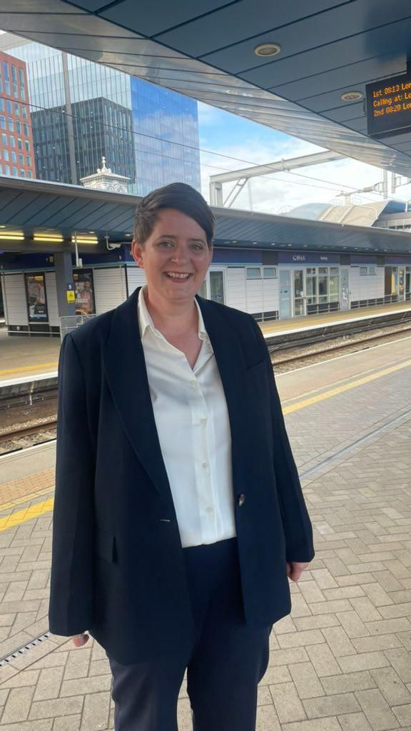 Olivia Bailey on Reading train station platform