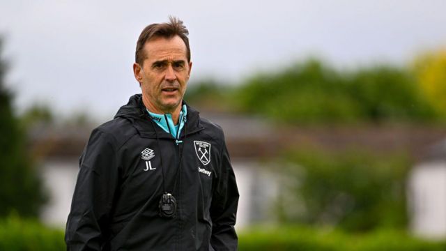 Julen Lopetegui of West Ham United during training at Rush Green on July 03, 2024