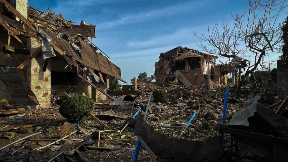 A view shows residential buildings damaged during a Russian missile strike, amid Russia's attack on Ukraine, in Kyiv region, Ukraine June 23, 2024