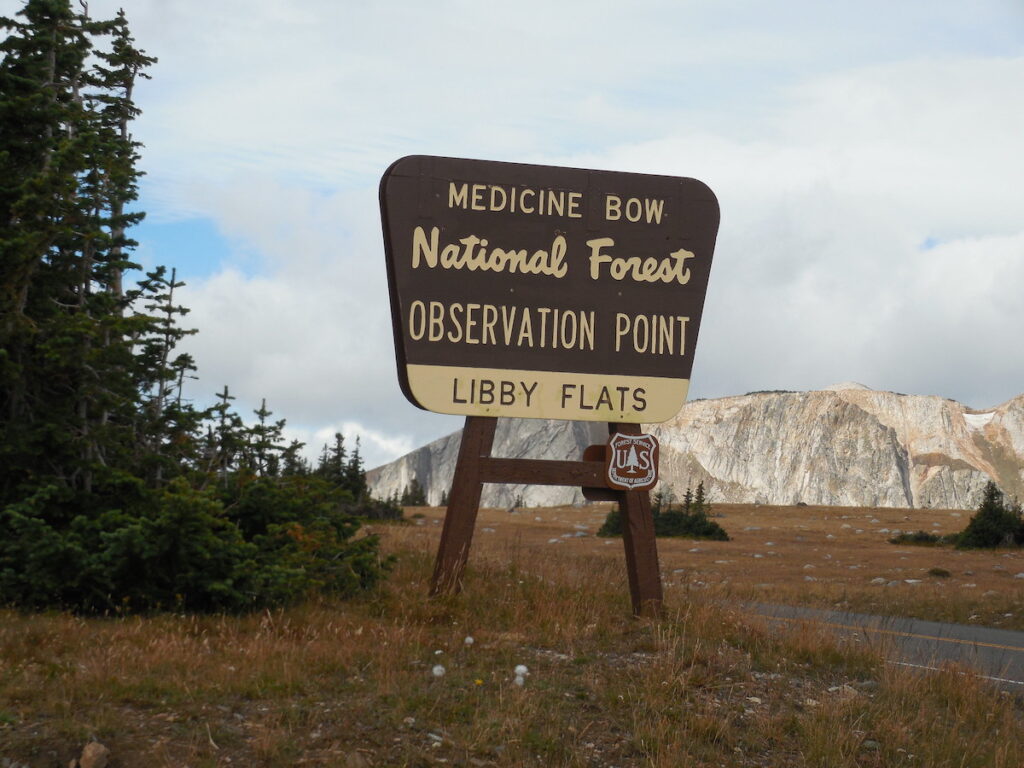 Sign for Libby Flats in the Medicine-Bow Routt National Forest