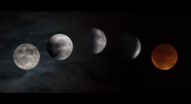 The supermoon lunar eclipse captured as it moved over NASA’s Glenn Research Center on September 27, 2015.