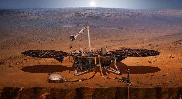 Artist's concept of the InSight Mars lander on the Red Planet