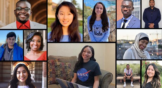 Photo collage of interns who participated in JPL's HBCU/URM initiative in 2021