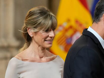 Begoña Gómez y Pedro Sánchez, a mediados de junio en el décimo aniversario del reinado de Felipe VI.