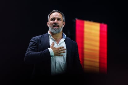 Santiago Abascal, durante la convención Viva 24, celebrada en mayo en Madrid.