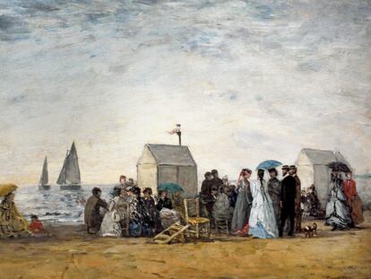 'La playa de Trouville', 1867, obra de Eugène Boudin en el Museo de Orsay.