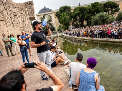 Alvise Pérez, el pasado viernes en un acto en la plaza de Colón de Madrid.