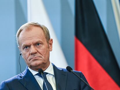 El primer ministro de Polonia, Donald Tusk, en Varsovia el 2 de julio, es uno de los políticos europeos que ha mostrado su alegría ante el fracaso de la extrema derecha en las elecciones de Francia.