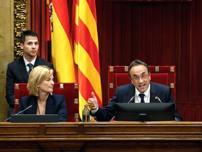 Josep Rull, el lunes, durante el pleno en el que fue elegido del Parlament.