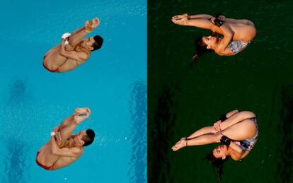 A mesma piscina, com um dia de diferença.