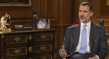 O rei Felipe VI durante sua mensagem de Natal. 