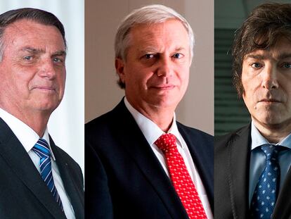 Jair Bolsonaro, José Antonio Kast y Javier Milei.