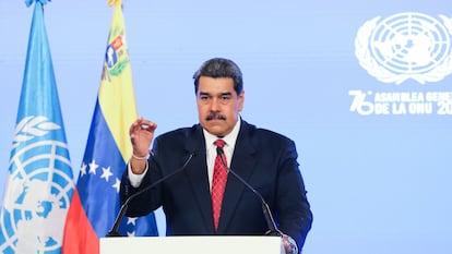 Nicolás Maduro mientras interviene virtualmente ante la Asamblea General de Naciones Unidas