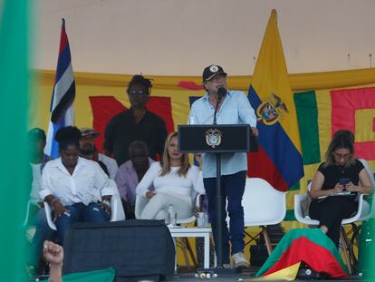El presidente de Colombia, Gustavo Petro, durante la movilización 'Minga por transformaciones para la vida, el territorio, la democracia y la paz' en Cali, Colombia.