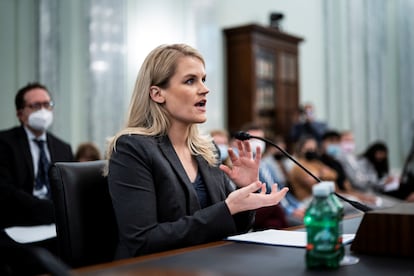 Frances Haugen, em sua aparição nesta terça-feira no Senado.