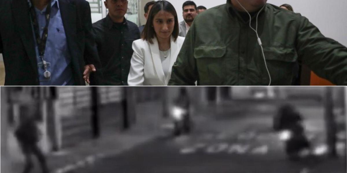 Laura Sarabia informó del ataque a su escolta. Abajo, toma del video en donde se ve el momento en el que  le disparan.