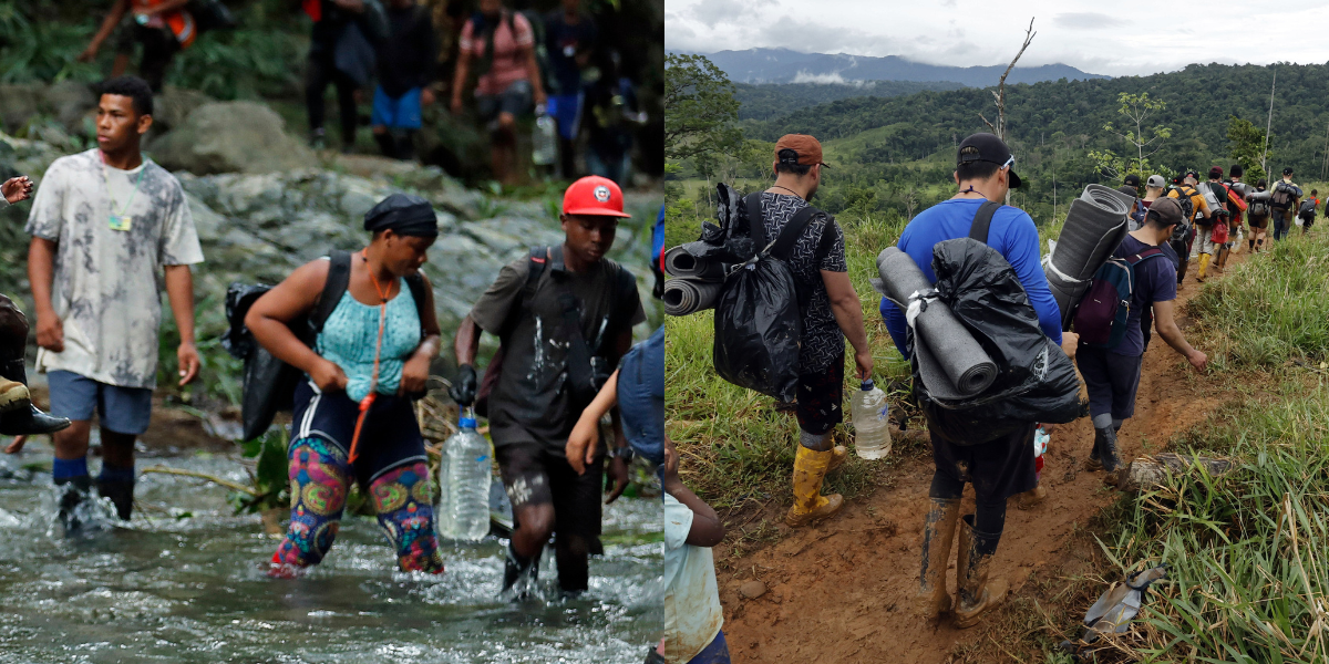 Migrantes en la selva de Darién.