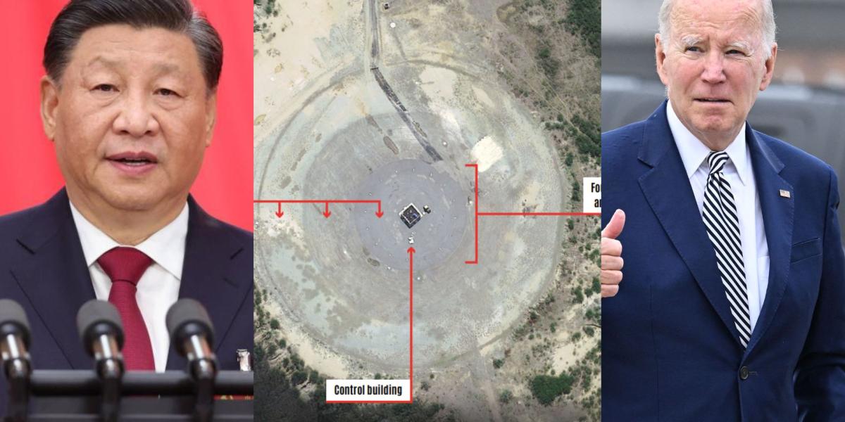Esta imagen muestra un combo de fotos de Xi Jinping, Joe Biden y fotos satelitales de las supuestas bases de espionaje de China en Cuba.