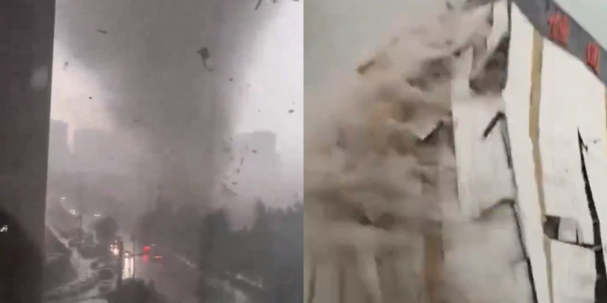 Internautas compartieron videos del tornado en China
