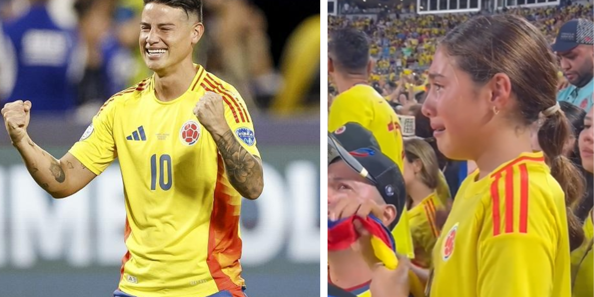 Salomé llorando tras triunfo de Selección Colombia