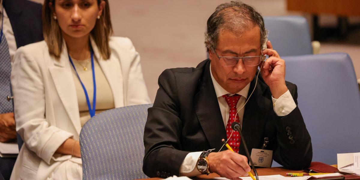 El presidente Gustavo Petro ante el Consejo de Seguridad de las Naciones Unidas.