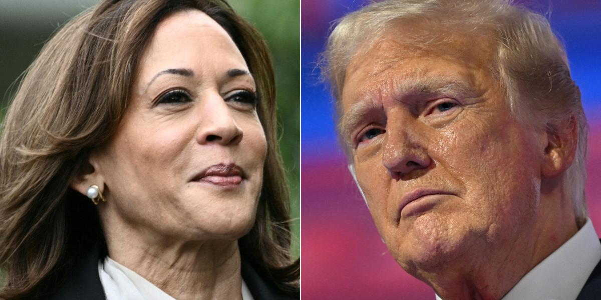 La vicepresidenta de Estados Unidos, Kamala Harris, y el expresidente Donald Trump.