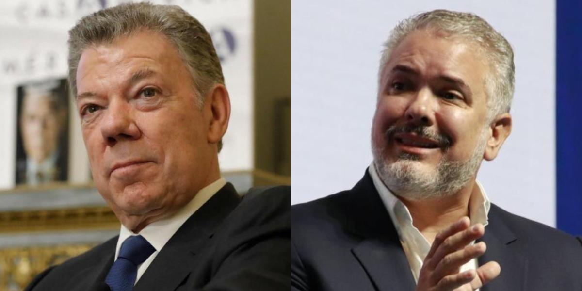 Juan Manuel Santos e Iván Duque, expresidentes de Colombia.