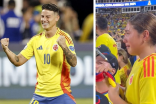Salomé llorando tras triunfo de Selección Colombia