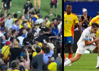Altercado al terminar la semifinal Colombia vs. Uruguay