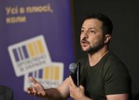 El presidente ucraniano, Volodymyr Zelensky, habla durante una reunión con fabricantes en el marco de la plataforma económica Made in Ukraine en Kovel el 30 de julio de 2024.