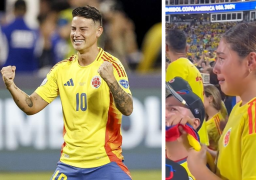 Salomé llorando tras triunfo de Selección Colombia