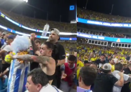 Pelea en el estadio Bank of America Stadium de Charlotte, en Carolina del Norte