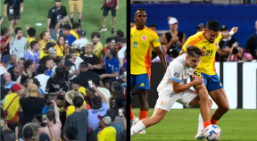 Altercado al terminar la semifinal Colombia vs. Uruguay