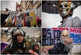 El paro nacional convocado para este jueves, 21 de noviembre, por sindicatos, jubilados, profesores y estudiantes, entre otros, dejó imágenes que dan cuenta de algunos de los atuendos que utilizaron los manifestantes. Le mostramos las más llamativas.