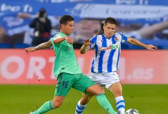 James Rodríguez en el juego contra Real Sociedad.