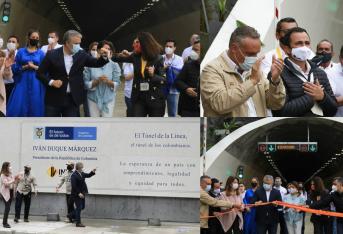 Este viernes 4 de septiembre el presidente Iván Duque y la vicepresidenta Marta Lucía Ramírez acudieron a al inauguración del túnel de La Línea, una de las megaobras más esperadas por los colombianos, que les ahorrará a los viajeros hasta 50 minutos en sus recorridos y que, sin embargo, presentó largas demoras en ser terminado. 

Le mostramos las fotos y algunos datos de esta importante construcción que ya fue abierta.