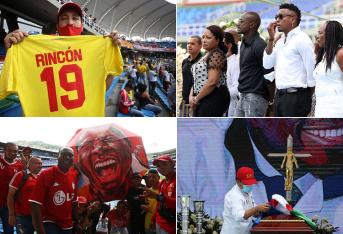 El cuerpo del exfutbolista fue llevado al escenario en el que se destacó con la camiseta del América de Cali para que sus seguidores le dieran el último adiós.