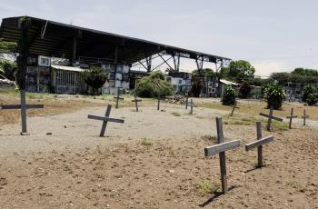 La mayoría están enterrados en medio del cementerio, otros logran entrar en urnas.