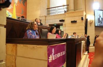 Bogotá marzo 7 de 2024.  Cámara de Representantes debate de plenaria,  Aprobación del Proyecto de Ley que crea el Fondo No Es Hora De Callar para el Apoyo a las Mujeres Periodistas en Colombia.
