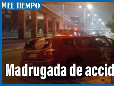 Un carro impactó las bases del puente de la carrera 50. En Suba, tres heridos tras choque de buses.