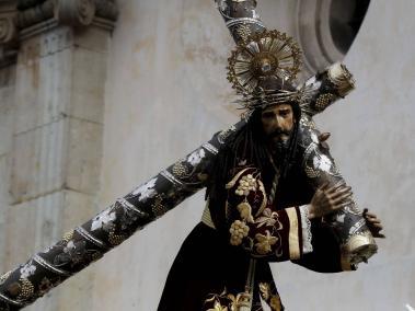 Imagen de Jesús de La Merced durante la procesión de La Reseña este martes santo, en Ciudad de Guatemala