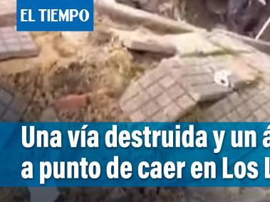 Vía principal de Los Laches, destruida por las fuertes lluvias