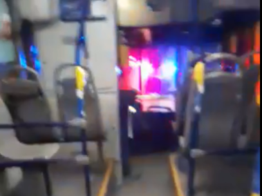 Imagen de video del acto vandálico contra el bus.