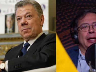 El expresidente Juan Manuel Santos y el presidente Gustavo Petro.