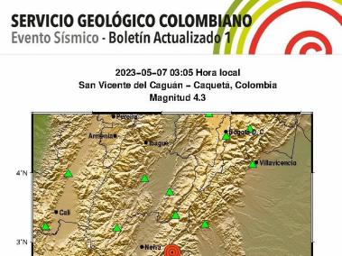El sismo fue reportado por el Servicio Geológico Colombiano