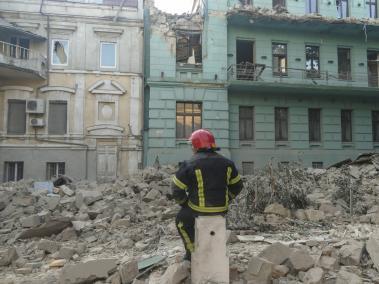 Vista del bombardeo en Odesa.