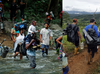 Migrantes en la selva de Darién.