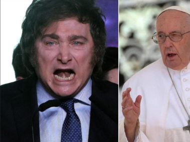 El candidato presidencial Javier Milei y el papa Francisco.