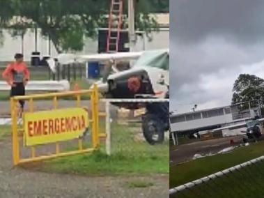 El aterrizaje fue en la pista del autódromo.